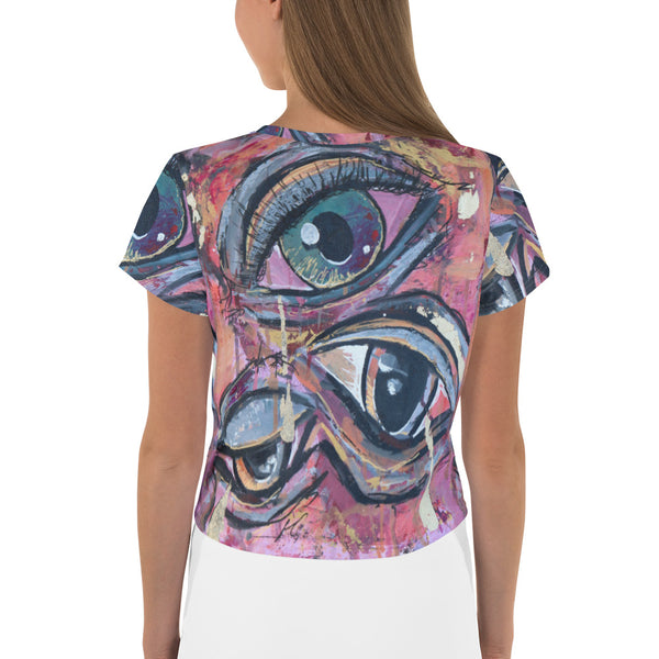 "Through These Eyes" All-Over Print Crop Tee